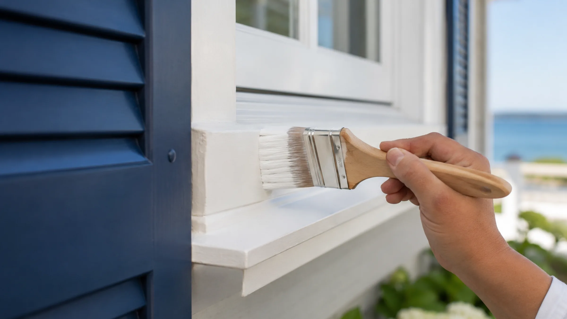Exterior trim touch-up painting for a residential home in Pensacola, Cantonment, Milton, Pace, or Gulf Breeze